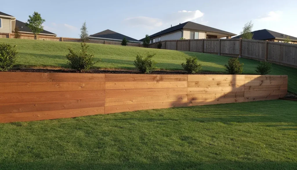 Professional timber retaining wall built by retaining wall specialists Auckland under the 1.5-meter height limit for consent-free construction.
